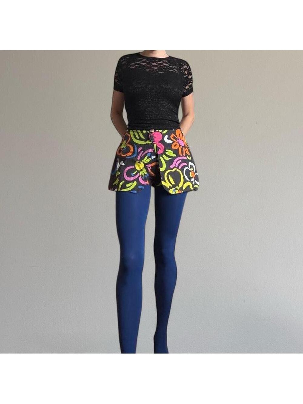 Moschino neon floral mini shorts.